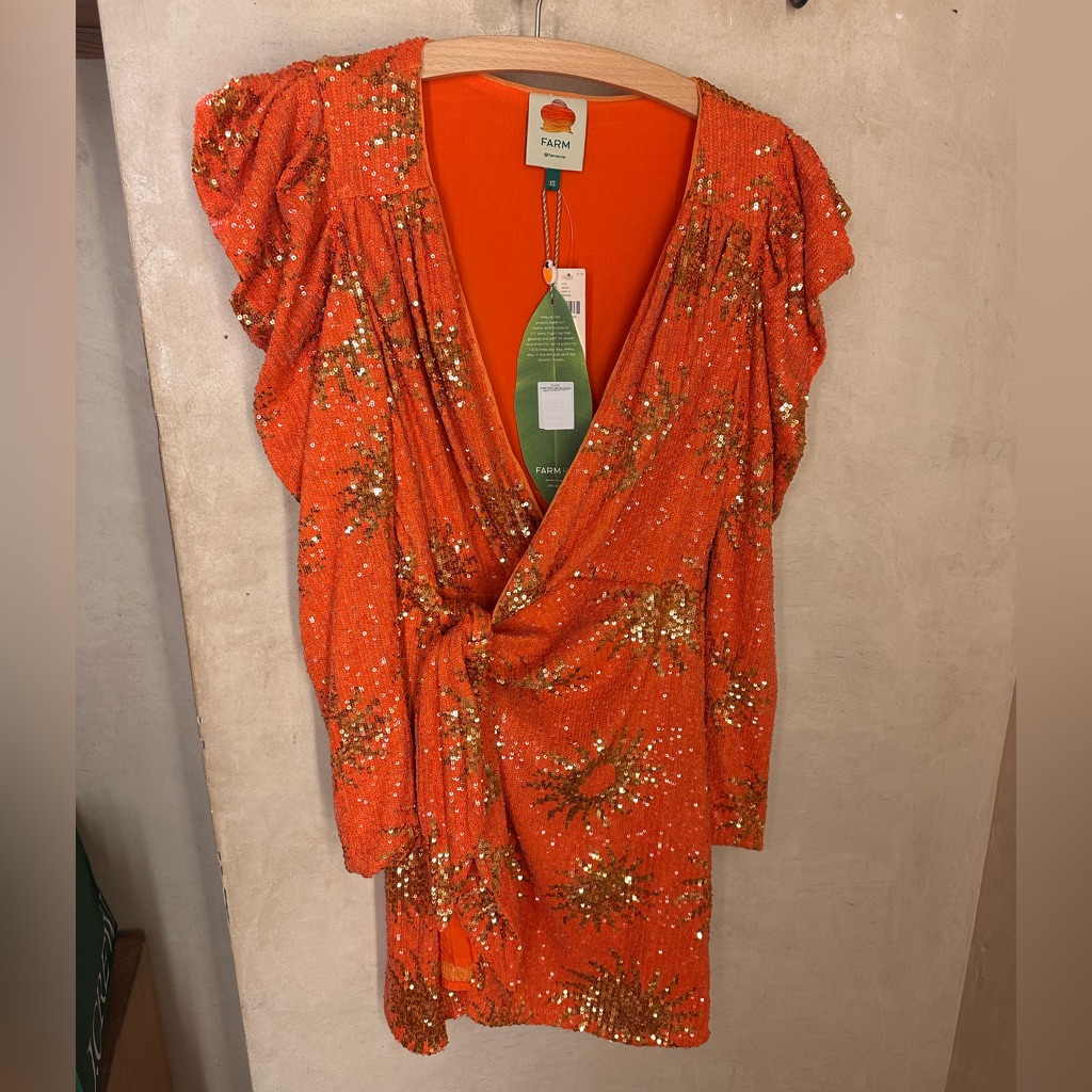 Farmrio Sunny Mood Orange Sequin Minidress